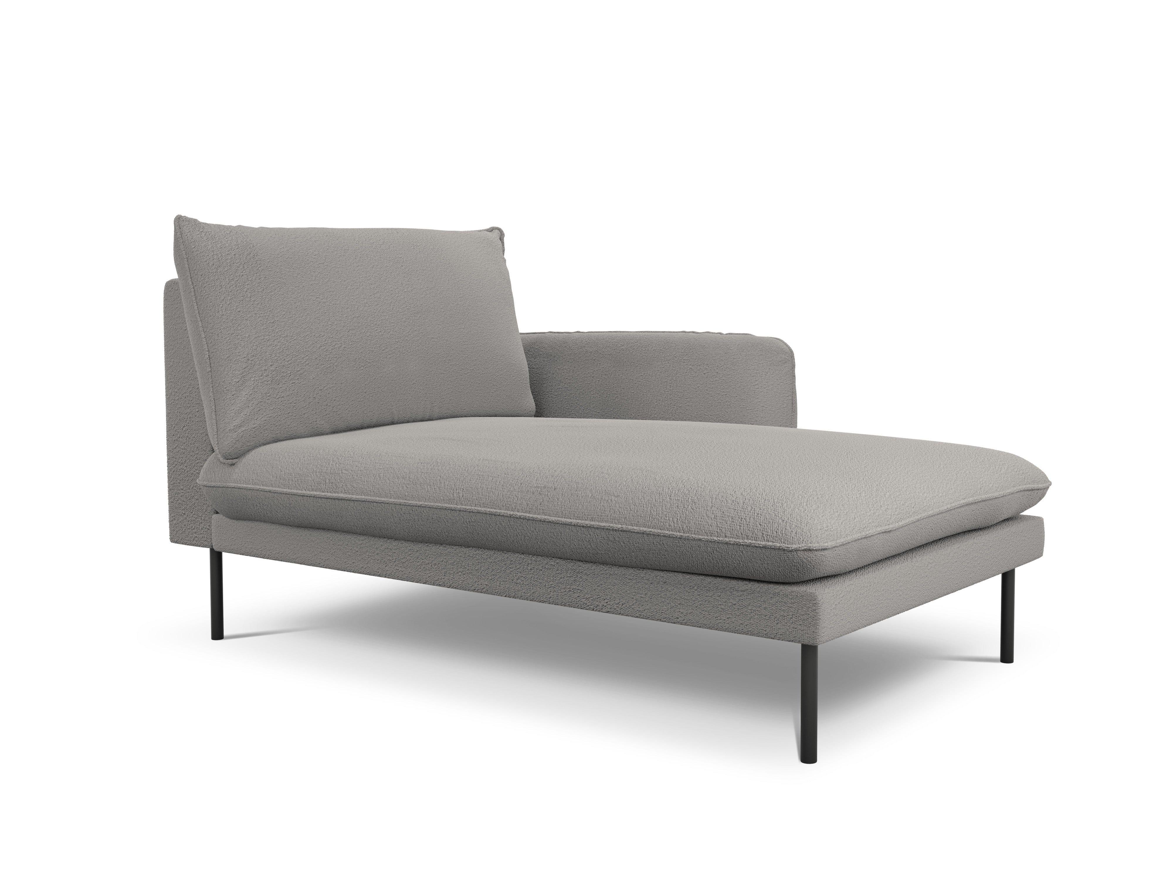 VIENNA chaise longue in boucle fabric right side grey with black base - Eye on Design