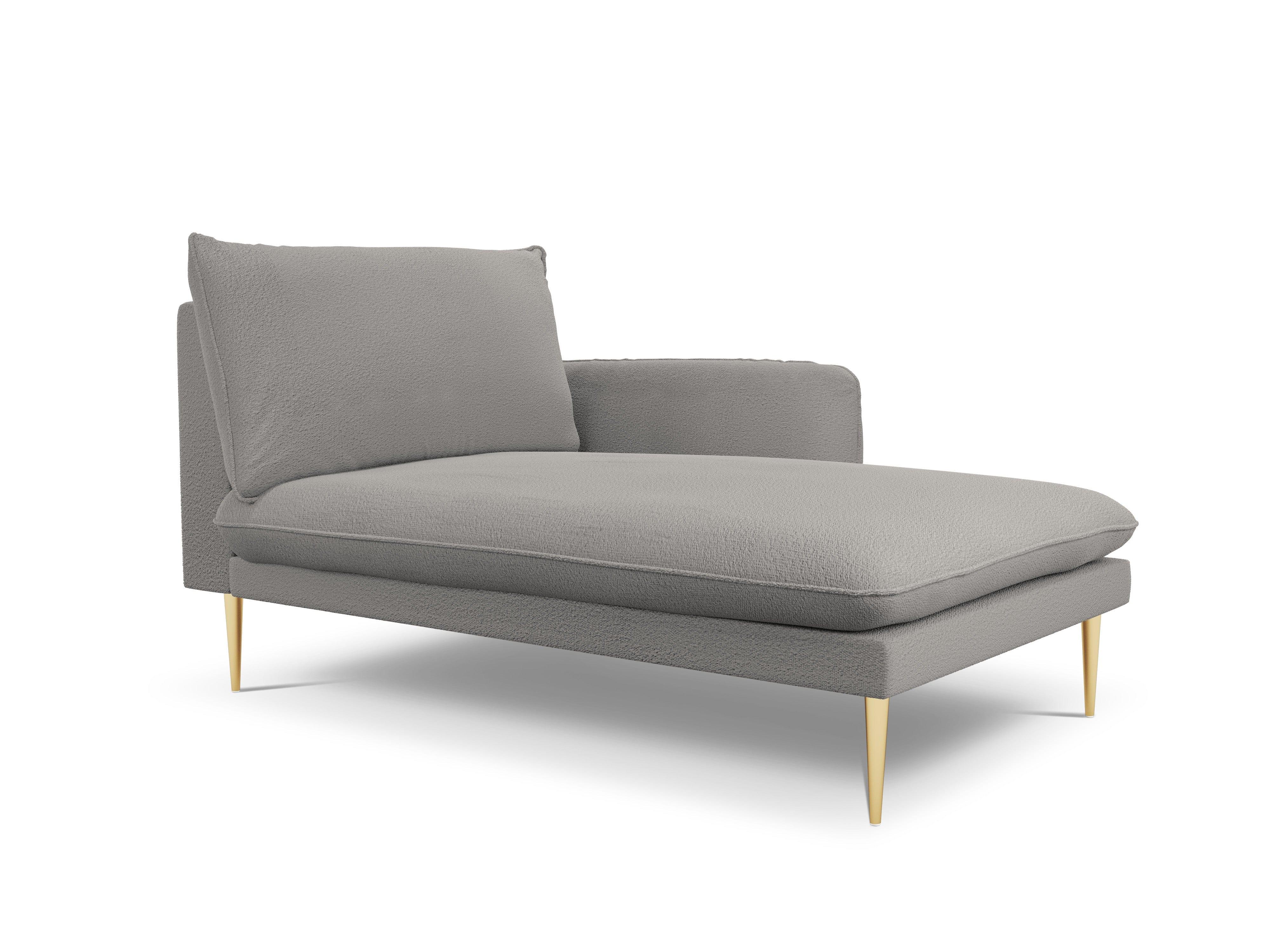 VIENNA chaise longue in boucle fabric right side grey with gold base - Eye on Design